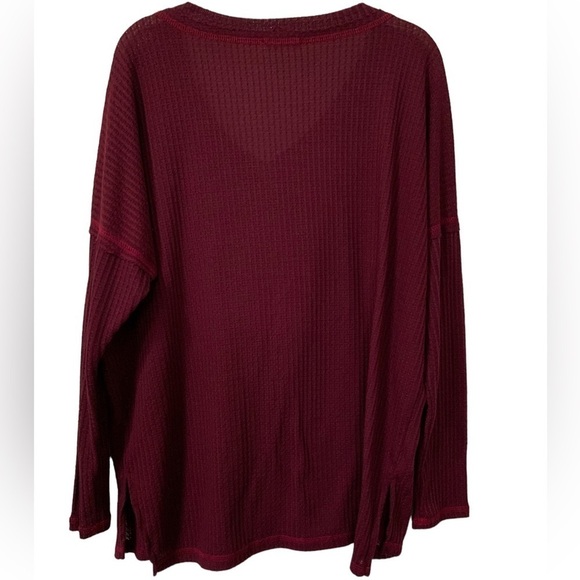Reb in J 220 Wine Burgundy Maroon Waffle Knit Top Oversized for Comfort - Picture 6 of 9